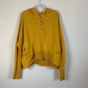 Free people movement Womens yellow honey dove pull over hooded sweater L